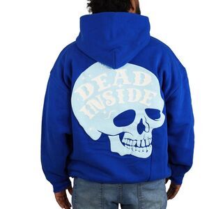Dead Inside OG Oversized Men's Hoodie Skull Graphic Printed Cotton Blue M 291292